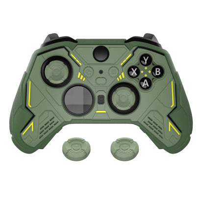 PlayVital Stellar Mecha シリコンカバー スキン＆サムグリップ＆ステッカー付き Xbox Elite Series 2 & Elite Series 2 Core コントローラー対応【アーミーグリーン＆レーシンググリーン】