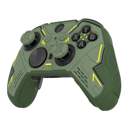 PlayVital Stellar Mecha シリコンカバー スキン＆サムグリップ＆ステッカー付き Xbox Elite Series 2 & Elite Series 2 Core コントローラー対応【アーミーグリーン＆レーシンググリーン】
