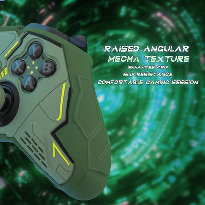 PlayVital Stellar Mecha シリコンカバー スキン＆サムグリップ＆ステッカー付き Xbox Elite Series 2 & Elite Series 2 Core コントローラー対応【アーミーグリーン＆レーシンググリーン】