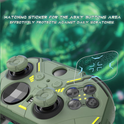PlayVital Stellar Mecha シリコンカバー スキン＆サムグリップ＆ステッカー付き Xbox Elite Series 2 & Elite Series 2 Core コントローラー対応【アーミーグリーン＆レーシンググリーン】