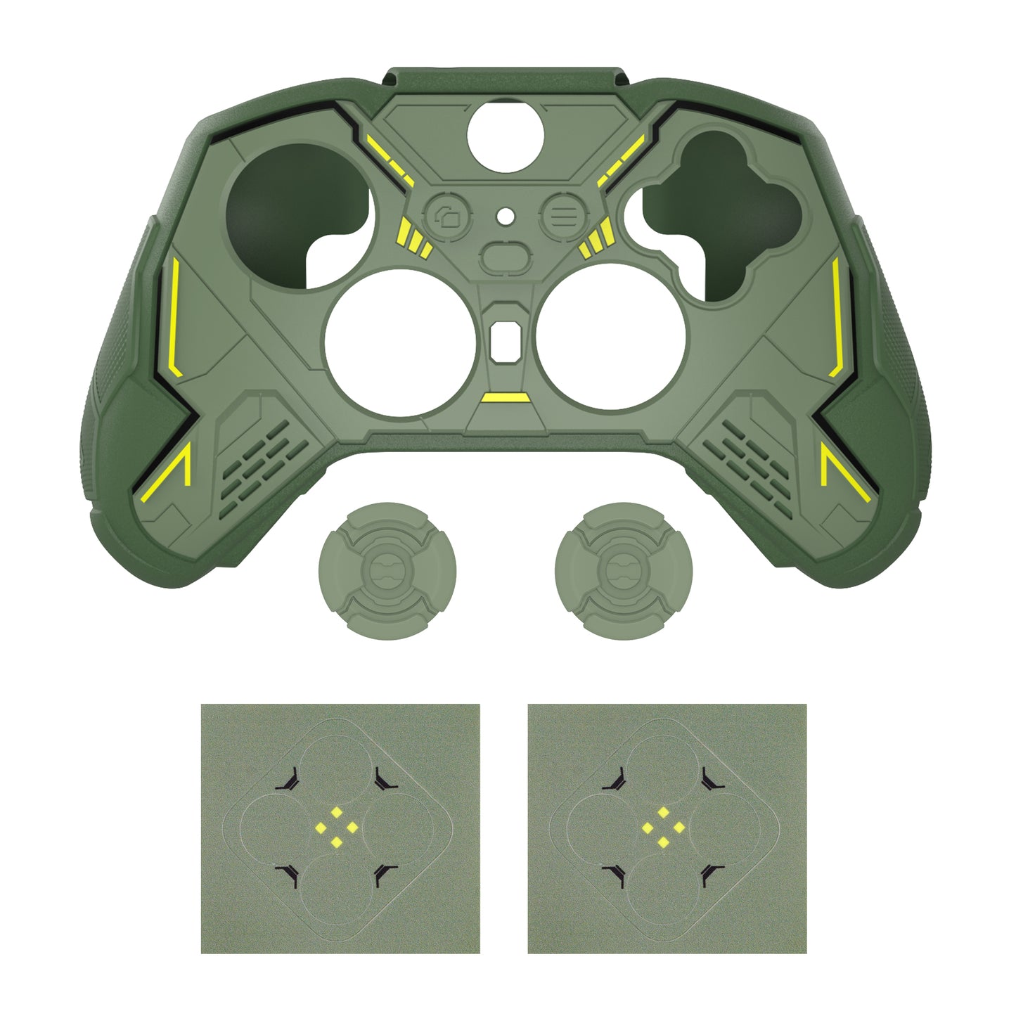 PlayVital Stellar Mecha シリコンカバー スキン＆サムグリップ＆ステッカー付き Xbox Elite Series 2 & Elite Series 2 Core コントローラー対応【アーミーグリーン＆レーシンググリーン】
