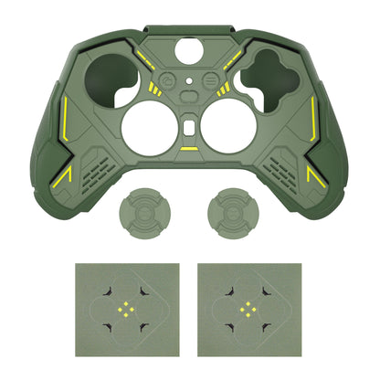 PlayVital Stellar Mecha シリコンカバー スキン＆サムグリップ＆ステッカー付き Xbox Elite Series 2 & Elite Series 2 Core コントローラー対応【アーミーグリーン＆レーシンググリーン】