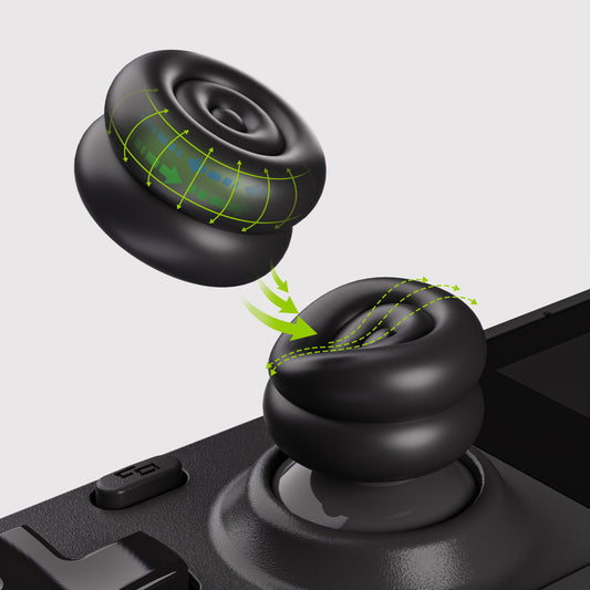 PlayVital サムクッションキャップ サムグリップ (4個入り) Steam Deck LCD & OLED 用 高さアップジョイスティックカバー 滑り止めテクスチャー付き スチームデック用アクセサリー アナログスティック保護【ブラック】