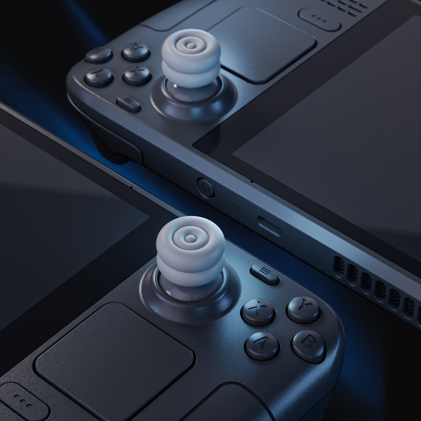PlayVital サムクッションキャップ サムグリップ (4個入り) Steam Deck LCD & OLED 用 高さアップジョイスティックカバー 滑り止めテクスチャー付き スチームデック用アクセサリー アナログスティック保護【グレー】