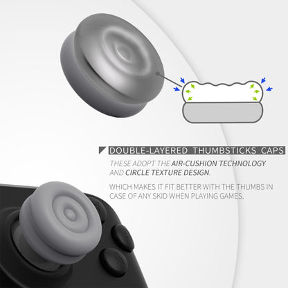 PlayVital サムクッションキャップ サムグリップ (4個入り) Steam Deck LCD & OLED 用 高さアップジョイスティックカバー 滑り止めテクスチャー付き スチームデック用アクセサリー アナログスティック保護【グレー】