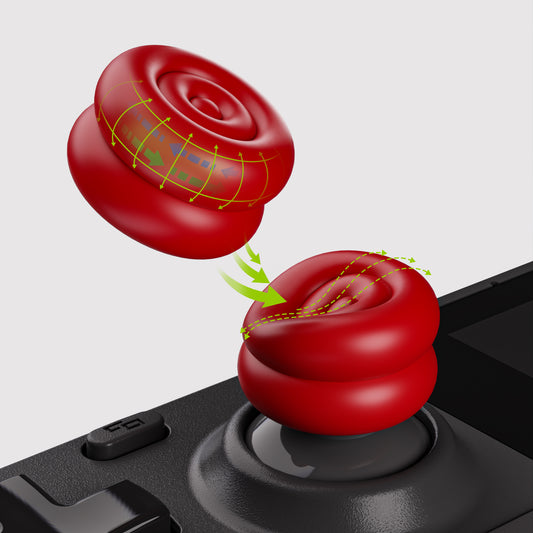 PlayVital サムクッションキャップ サムグリップ (4個入り) Steam Deck LCD & OLED 用 高さアップジョイスティックカバー 滑り止めテクスチャー付き スチームデック用アクセサリー アナログスティック保護【レッド】