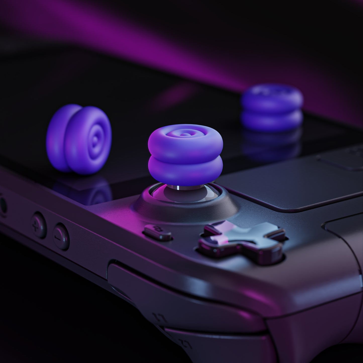 PlayVital サムクッションキャップ サムグリップ (4個入り) Steam Deck LCD & OLED 用 高さアップジョイスティックカバー 滑り止めテクスチャー付き スチームデック用アクセサリー アナログスティック保護【パープル】