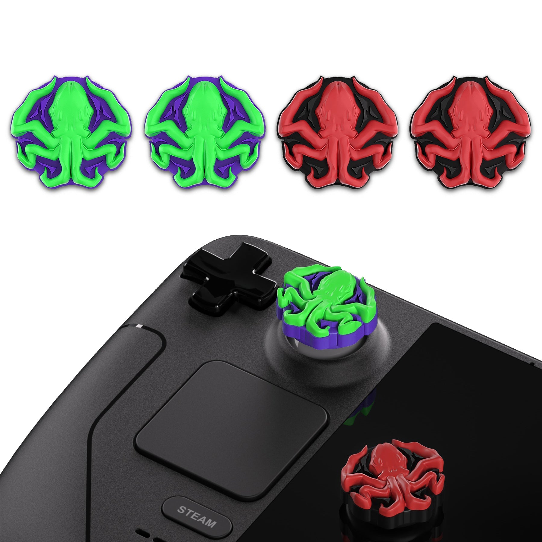 PlayVital Thumb Grip Caps for Steam Deck, Silicone Thumbsticks Grips Joystick Caps for Steam Deck - Cthulhu The Octopus - YFSDM022 PlayVital