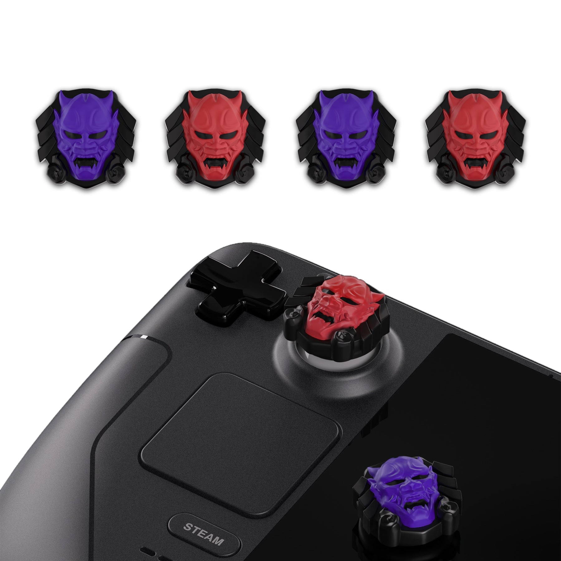 PlayVital Thumb Grip Caps for Steam Deck, Silicone Thumbsticks Grips Joystick Caps for Steam Deck - Oni Demons - YFSDM021 PlayVital