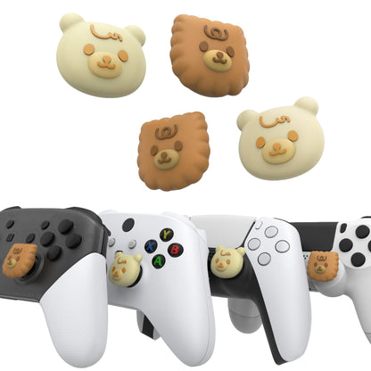 PlayVital Thumbs Cushion Caps Thumb Grips For PS5 & PS4 & Xbox Elite Series 2 & Xbox Series X/S & Xbox One & Switch Pro Controller - Cute Bear - PJM3044 PlayVital