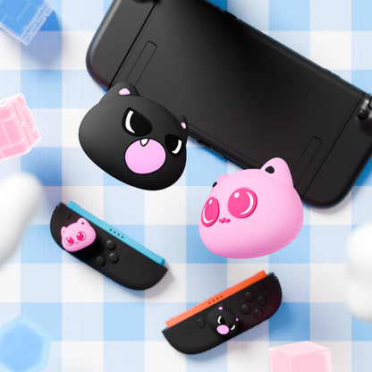 PlayVital 親指クッションキャップ サムグリップ (4個セット) Switch 2 用 疲労軽減デザイン 可愛いシリコン製ジョイスティックグリップカバー Nintendo Switch 2 Joy-Con 用【PP & VV 子猫デザイン】