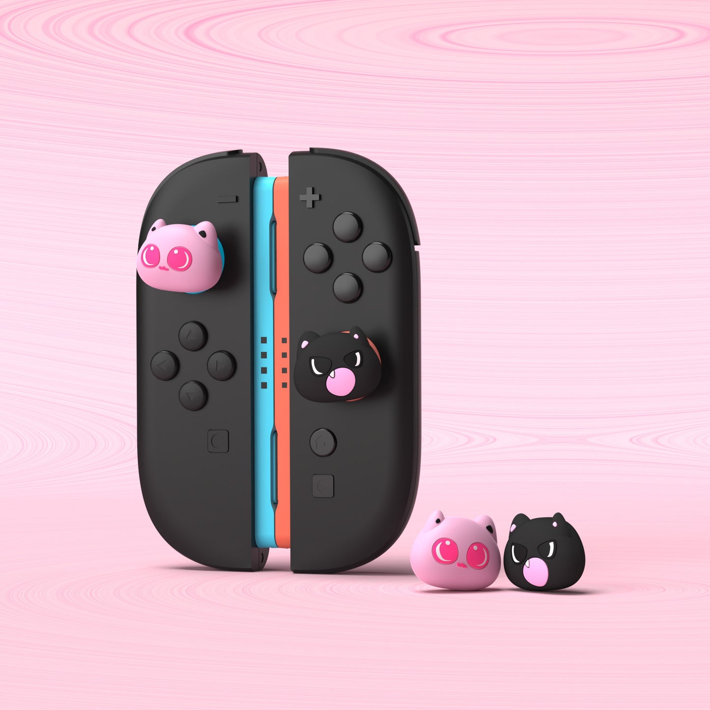 PlayVital 親指クッションキャップ サムグリップ (4個セット) Switch 2 用 疲労軽減デザイン 可愛いシリコン製ジョイスティックグリップカバー Nintendo Switch 2 Joy-Con 用【PP & VV 子猫デザイン】