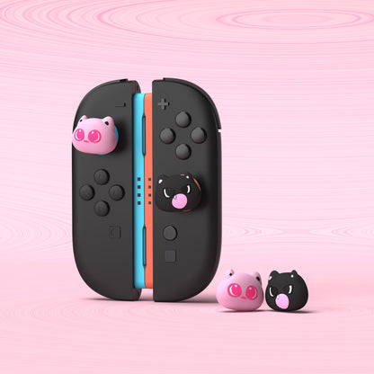 PlayVital 親指クッションキャップ サムグリップ (4個セット) Switch 2 用 疲労軽減デザイン 可愛いシリコン製ジョイスティックグリップカバー Nintendo Switch 2 Joy-Con 用【PP & VV 子猫デザイン】