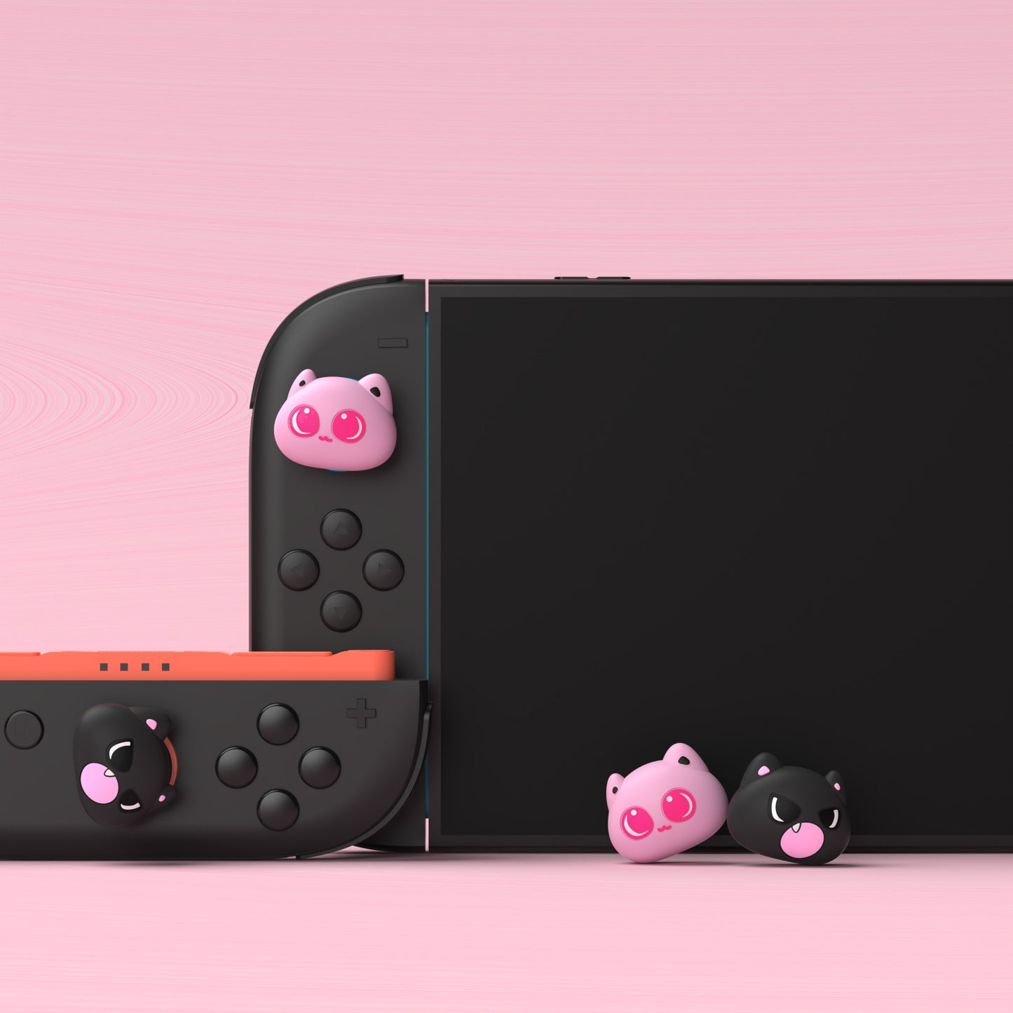 PlayVital 親指クッションキャップ サムグリップ (4個セット) Switch 2 用 疲労軽減デザイン 可愛いシリコン製ジョイスティックグリップカバー Nintendo Switch 2 Joy-Con 用【PP & VV 子猫デザイン】