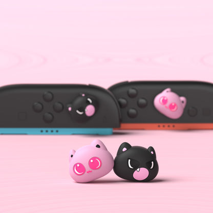 PlayVital 親指クッションキャップ サムグリップ (4個セット) Switch 2 用 疲労軽減デザイン 可愛いシリコン製ジョイスティックグリップカバー Nintendo Switch 2 Joy-Con 用【PP & VV 子猫デザイン】