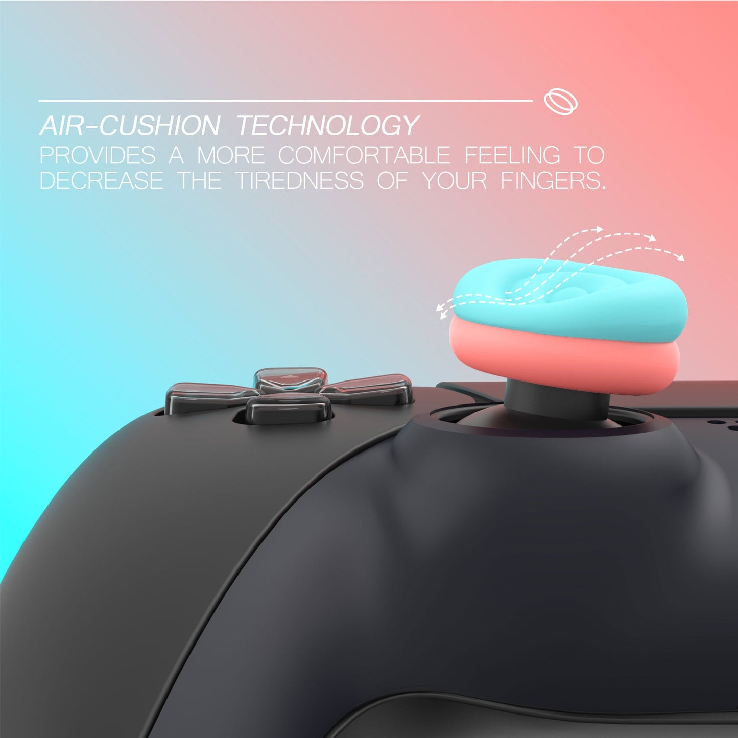 PlayVital Thumbs Cushion Caps Thumb Grips for ps5, for ps4, Thumbstick Grip Cover for Xbox Series X/S, Thumb Grip Caps for Xbox One, Elite Series 2, for Switch Pro Controller - Aqua Blue & Coral Pink - PJM3041 PlayVital