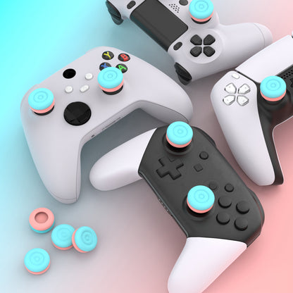 PlayVital Thumbs Cushion Caps Thumb Grips for ps5, for ps4, Thumbstick Grip Cover for Xbox Series X/S, Thumb Grip Caps for Xbox One, Elite Series 2, for Switch Pro Controller - Aqua Blue & Coral Pink - PJM3041 PlayVital