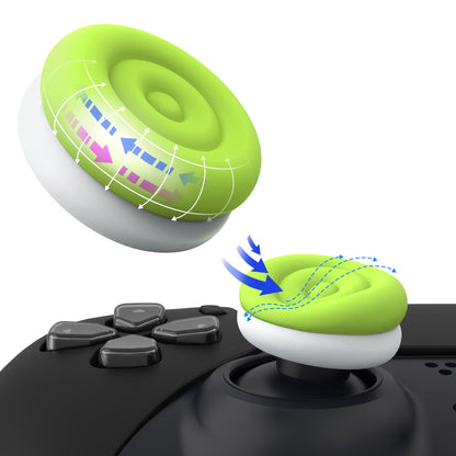 PlayVital Thumbs Cushion Caps Thumb Grips for ps5, for ps4, Thumbstick Grip Cover for Xbox Series X/S, Thumb Grip Caps for Xbox One, Elite Series 2, for Switch Pro Controller - Bright Green & Robot White - PJM3040 PlayVital