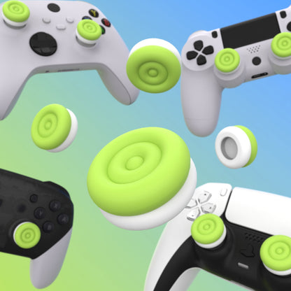 PlayVital Thumbs Cushion Caps Thumb Grips for ps5, for ps4, Thumbstick Grip Cover for Xbox Series X/S, Thumb Grip Caps for Xbox One, Elite Series 2, for Switch Pro Controller - Bright Green & Robot White - PJM3040 PlayVital