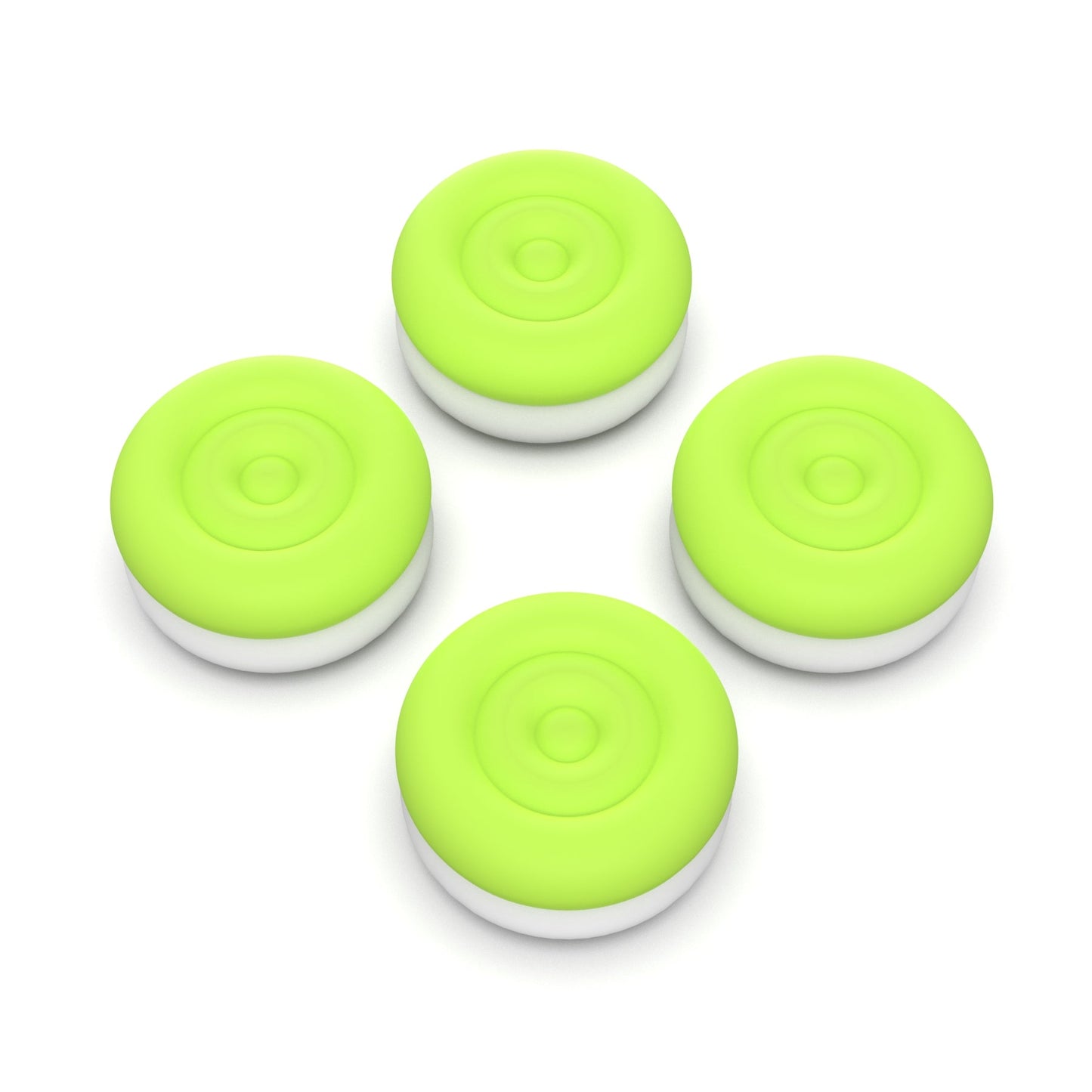 PlayVital Thumbs Cushion Caps Thumb Grips for ps5, for ps4, Thumbstick Grip Cover for Xbox Series X/S, Thumb Grip Caps for Xbox One, Elite Series 2, for Switch Pro Controller - Bright Green & Robot White - PJM3040 PlayVital