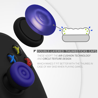 PlayVital Thumbs Cushion Caps Thumb Grips for ps5, for ps4, Thumbstick Grip Cover for Xbox Series X/S, Thumb Grip Caps for Xbox One, Elite Series 2, for Switch Pro Controller - Galactic Purple & Black - PJM3043 PlayVital