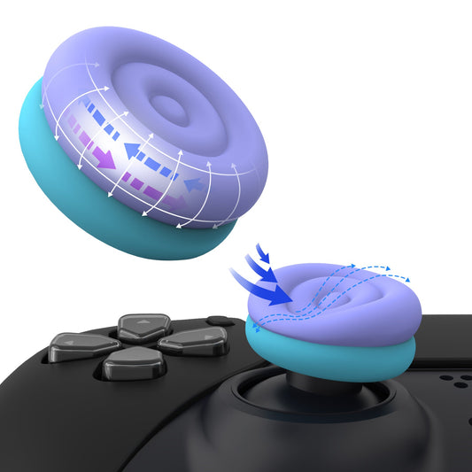 PlayVital Thumbs Cushion Caps Thumb Grips for ps5, for ps4, Thumbstick Grip Cover for Xbox Series X/S, Thumb Grip Caps for Xbox One, Elite Series 2, for Switch Pro Controller - Light Purple & Aqua Blue - PJM3042 PlayVital