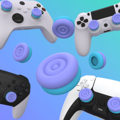 PlayVital Thumbs Cushion Caps Thumb Grips for ps5, for ps4, Thumbstick Grip Cover for Xbox Series X/S, Thumb Grip Caps for Xbox One, Elite Series 2, for Switch Pro Controller - Light Purple & Aqua Blue - PJM3042 PlayVital