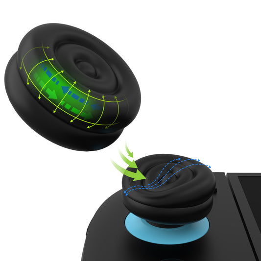 PlayVital Nintendo Switch 2（2025）対応 親指クッションキャップ 親指グリップカバー Joycon 2対応 アナログスティックカバー アクセサリー【ブラック】