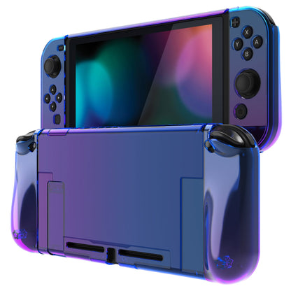 PlayVital UPGRADED Glossy Dockable Case Grip Cover for NS Switch, Ergonomic Protective Case for NS Switch, Separable Protector Hard Shell for Switch - Gradient Translucent Bluebell - ANSP3007 PlayVital