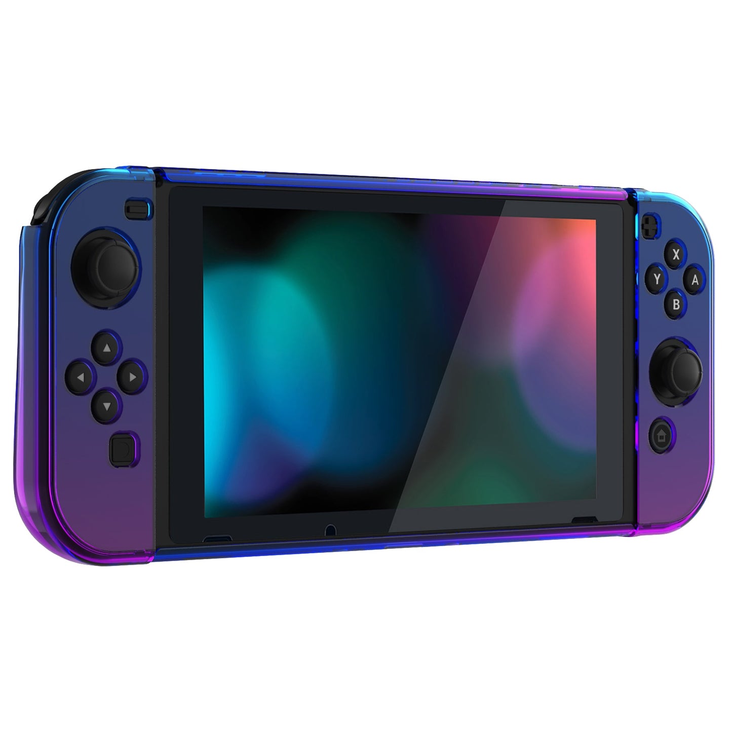 PlayVital UPGRADED Glossy Dockable Case Grip Cover for NS Switch, Ergonomic Protective Case for NS Switch, Separable Protector Hard Shell for Switch - Gradient Translucent Bluebell - ANSP3007 PlayVital