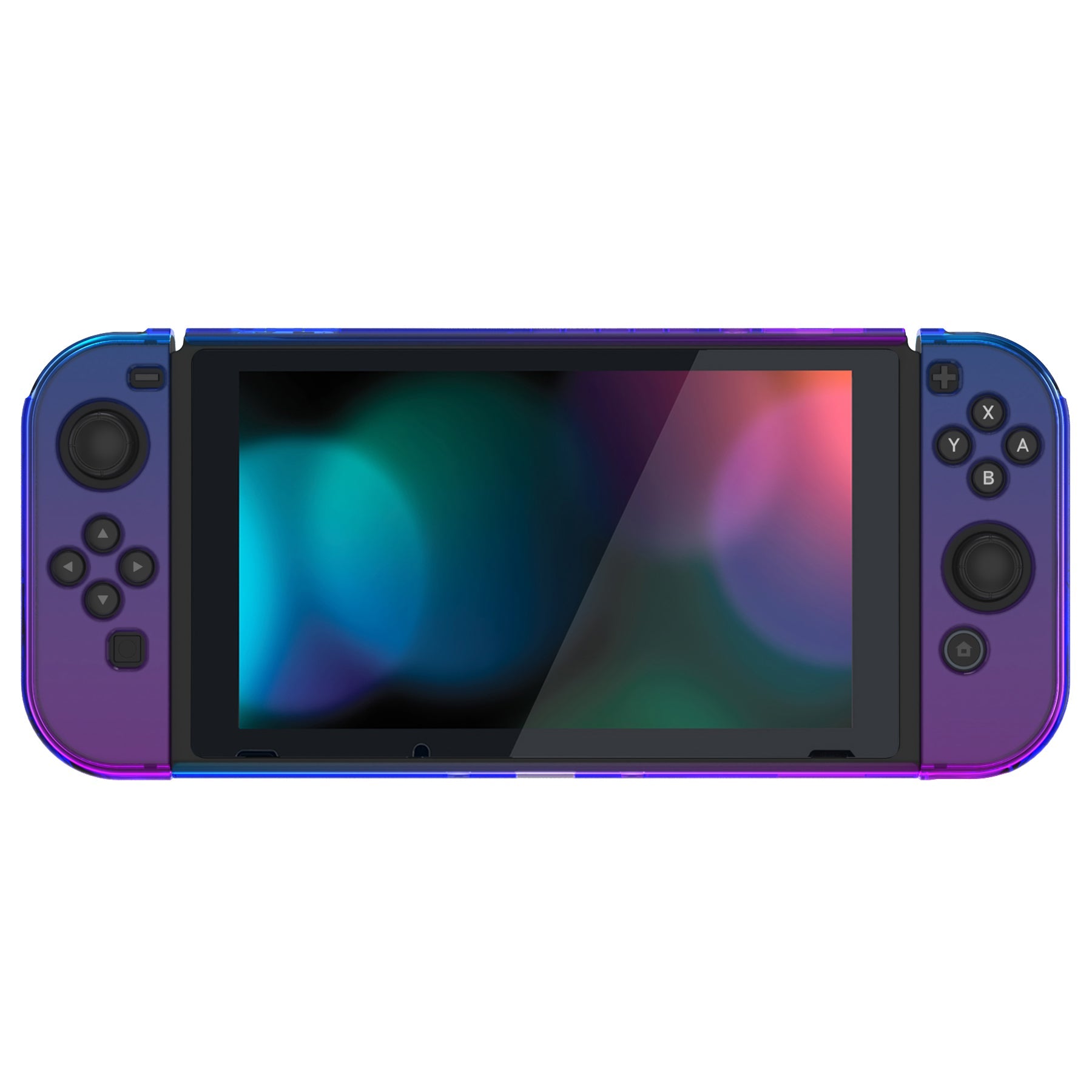 PlayVital UPGRADED Glossy Dockable Case Grip Cover for NS Switch, Ergonomic Protective Case for NS Switch, Separable Protector Hard Shell for Switch - Gradient Translucent Bluebell - ANSP3007 PlayVital