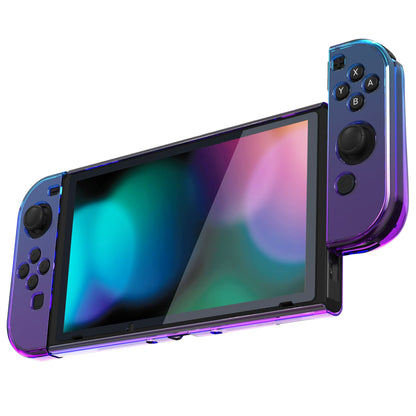 PlayVital UPGRADED Glossy Dockable Case Grip Cover for NS Switch, Ergonomic Protective Case for NS Switch, Separable Protector Hard Shell for Switch - Gradient Translucent Bluebell - ANSP3007 PlayVital