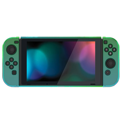 PlayVital UPGRADED Glossy Dockable Case Grip Cover for NS Switch, Ergonomic Protective Case for NS Switch, Separable Protector Hard Shell for Switch - Gradient Translucent Green Blue - ANSP3009 PlayVital