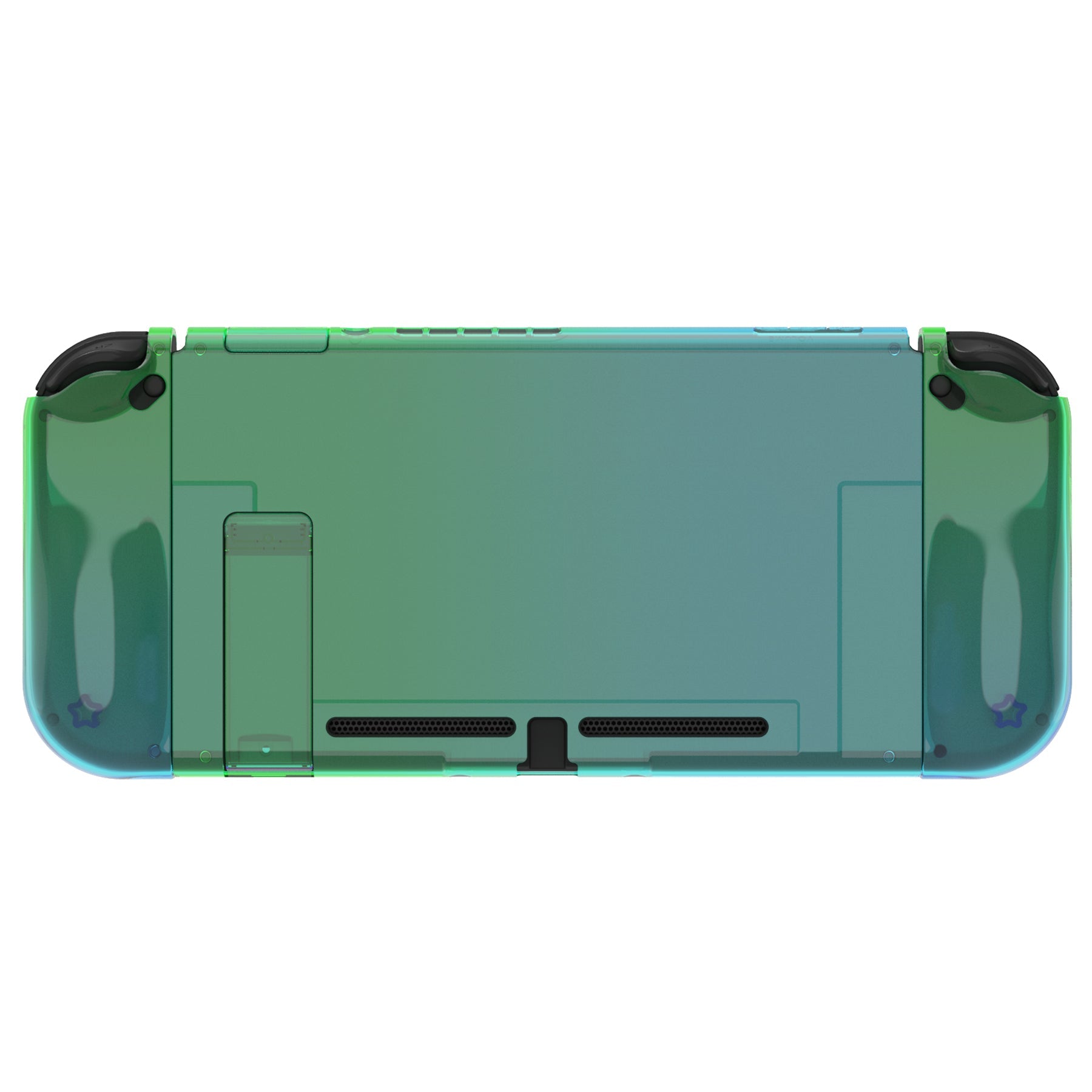 PlayVital UPGRADED Glossy Dockable Case Grip Cover for NS Switch, Ergonomic Protective Case for NS Switch, Separable Protector Hard Shell for Switch - Gradient Translucent Green Blue - ANSP3009 PlayVital