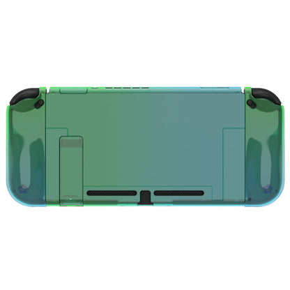 PlayVital UPGRADED Glossy Dockable Case Grip Cover for NS Switch, Ergonomic Protective Case for NS Switch, Separable Protector Hard Shell for Switch - Gradient Translucent Green Blue - ANSP3009 PlayVital