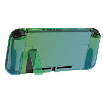 PlayVital UPGRADED Glossy Dockable Case Grip Cover for NS Switch, Ergonomic Protective Case for NS Switch, Separable Protector Hard Shell for Switch - Gradient Translucent Green Blue - ANSP3009 PlayVital