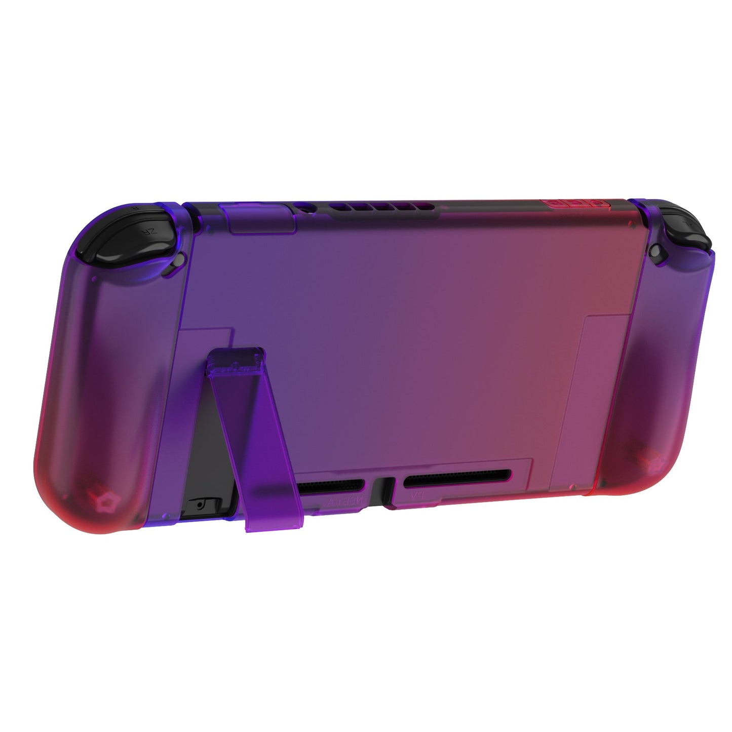 PlayVital UPGRADED Dockable Hard Shell Protective Case for NS Switch - Clear Atomic Purple Rose Red - ANSP3008 PlayVital