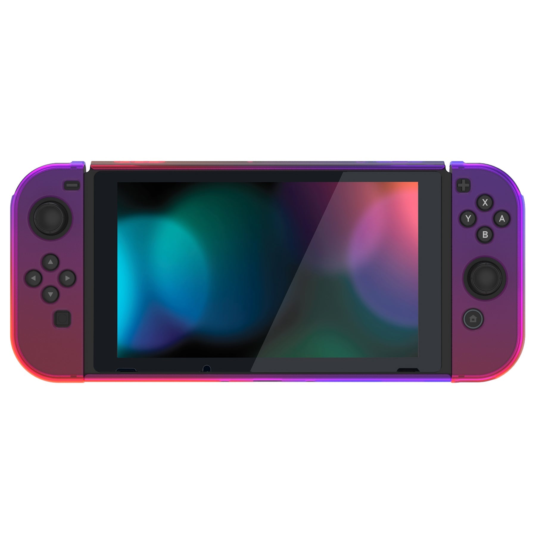 PlayVital UPGRADED Dockable Hard Shell Protective Case for NS Switch - Clear Atomic Purple Rose Red - ANSP3008 PlayVital