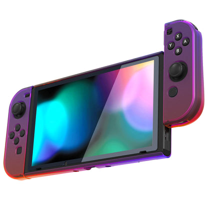 PlayVital UPGRADED Dockable Hard Shell Protective Case for NS Switch - Clear Atomic Purple Rose Red - ANSP3008 PlayVital