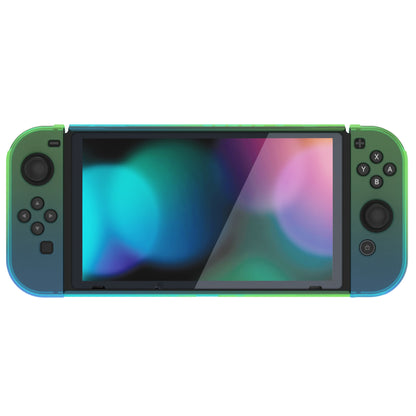 PlayVital アップグレード ドッキング可能 ハードシェル保護ケース NS Switch用【グラデーション透明グリーンブルー】