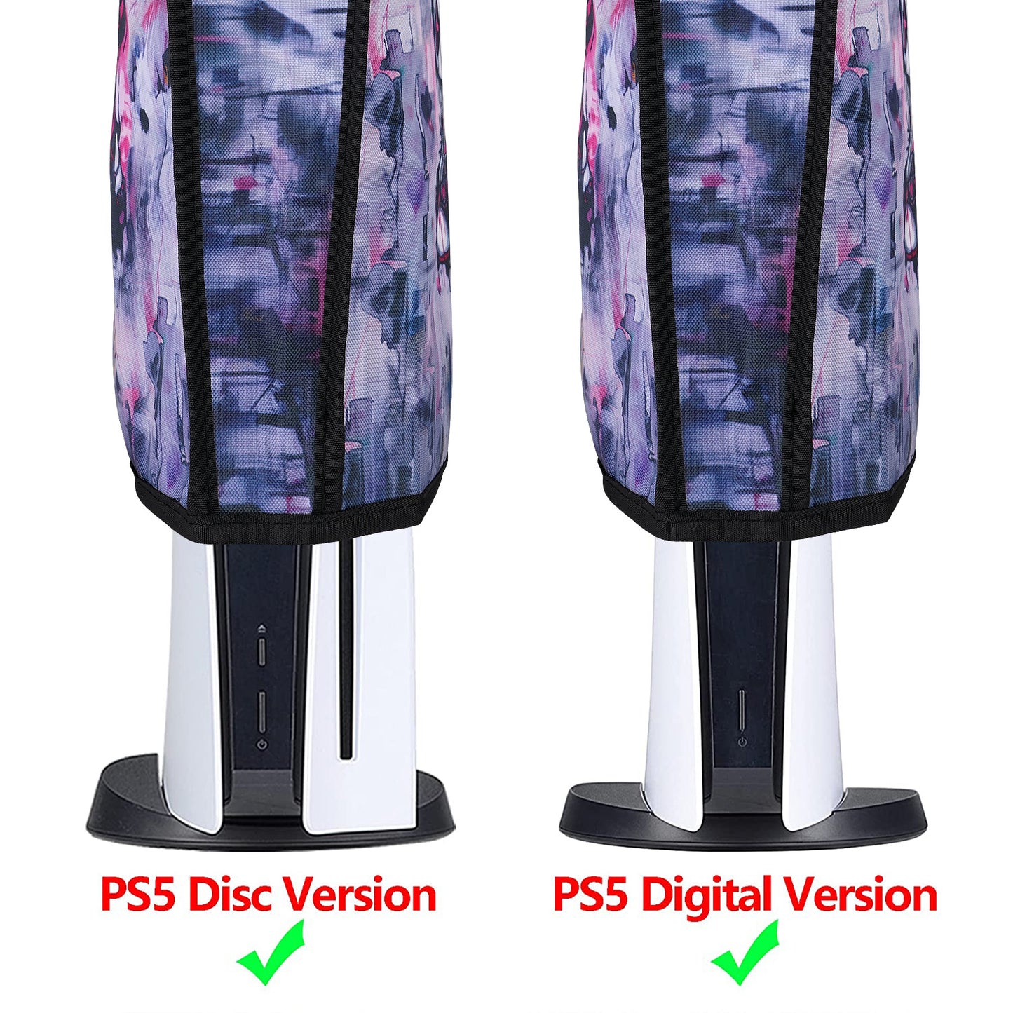 PlayVital 縦式 傷防止 防水 ナイロン ダストカバー PS5 コンソール デジタル版 & ディスク版用【パンキーウサギ】