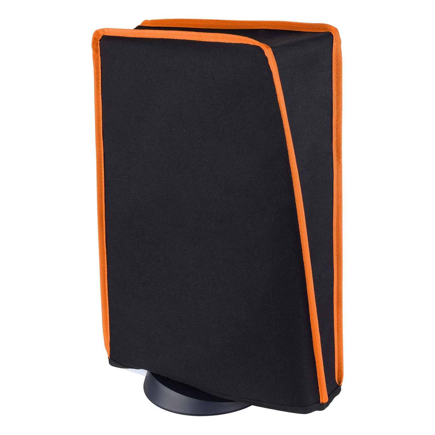 PlayVital Vertical Black & Orange Trim Anti Scratch Waterproof Dust Cover for ps5 Console Digital Edition & Disc Edition - PFPJ013 PlayVital