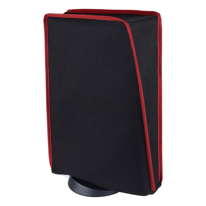 PlayVital Vertical Black & Red Trim Anti Scratch Waterproof Dust Cover for ps5 Console Digital Edition & Disc Edition - PFPJ011 PlayVital