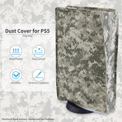 PlayVital Vertical Digital Camouflage Anti Scratch Waterproof Dust Cover for ps5 Console Digital Edition & Disc Edition - PFPJ032 PlayVital