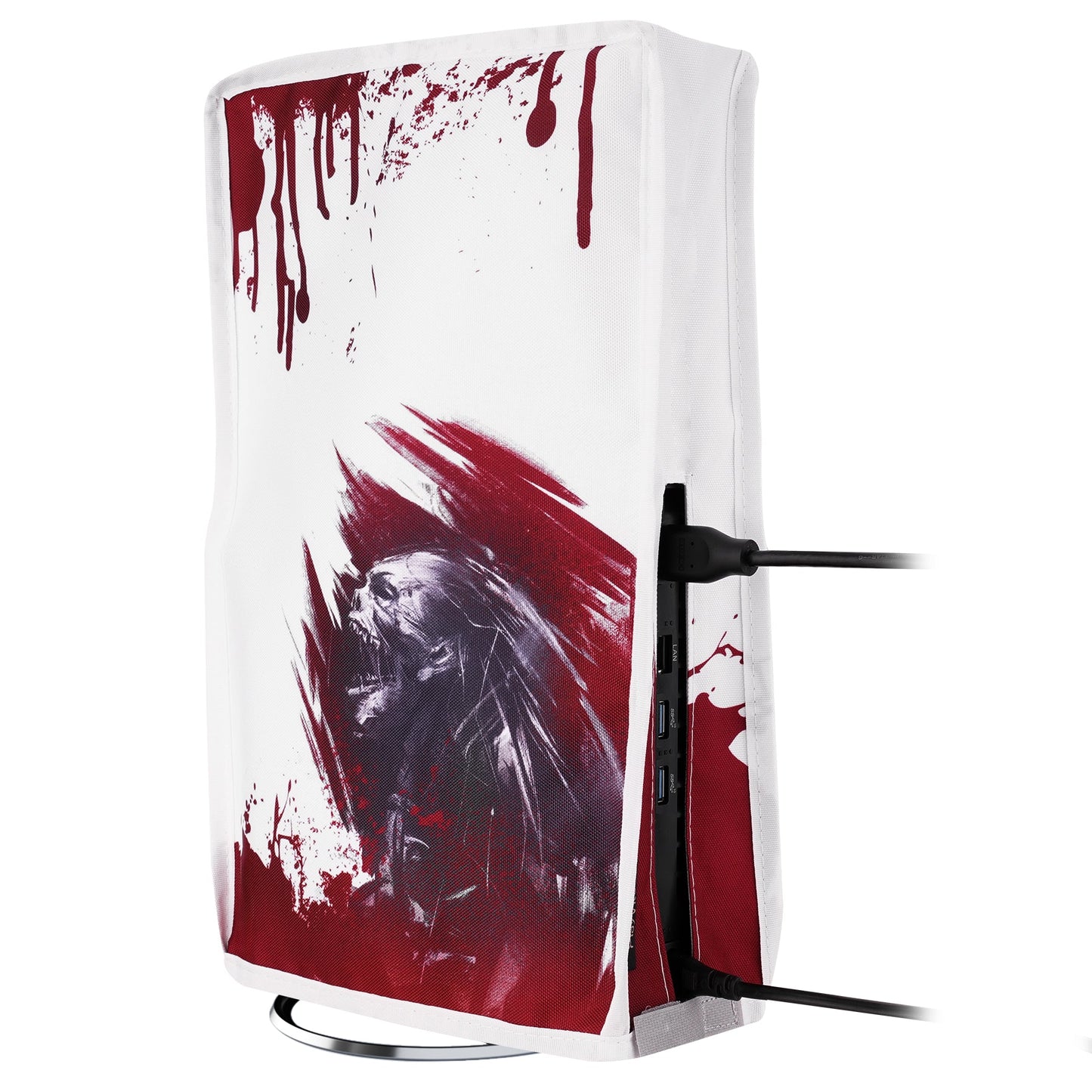 PlayVital Vertical Dust Cover for ps5 Slim Disc Edition(The New Smaller Design), Nylon Dust Proof Protector Waterproof Cover Sleeve for ps5 Slim Console - Blood Zombie - BMYPFH008 PlayVital