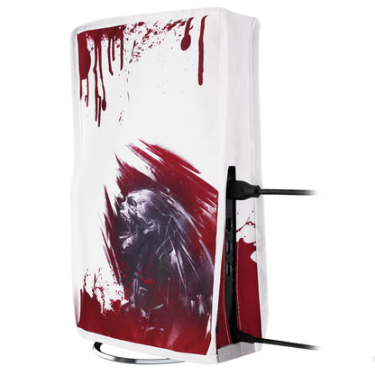 PlayVital Vertical Dust Cover for ps5 Slim Disc Edition(The New Smaller Design), Nylon Dust Proof Protector Waterproof Cover Sleeve for ps5 Slim Console - Blood Zombie - BMYPFH008 PlayVital