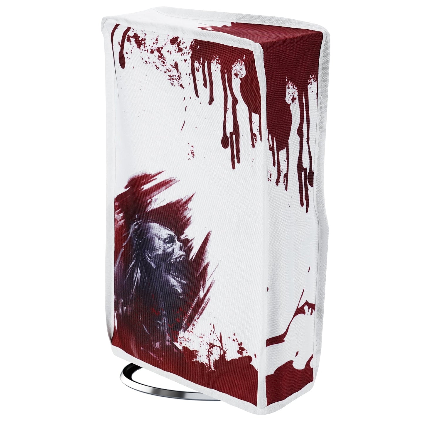 PlayVital Vertical Dust Cover for ps5 Slim Disc Edition(The New Smaller Design), Nylon Dust Proof Protector Waterproof Cover Sleeve for ps5 Slim Console - Blood Zombie - BMYPFH008 PlayVital