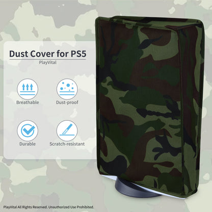 PlayVital Vertical Forest Camouflage Anti Scratch Waterproof Dust Cover for ps5 Console Digital Edition & Disc Edition - PFPJ030 PlayVital