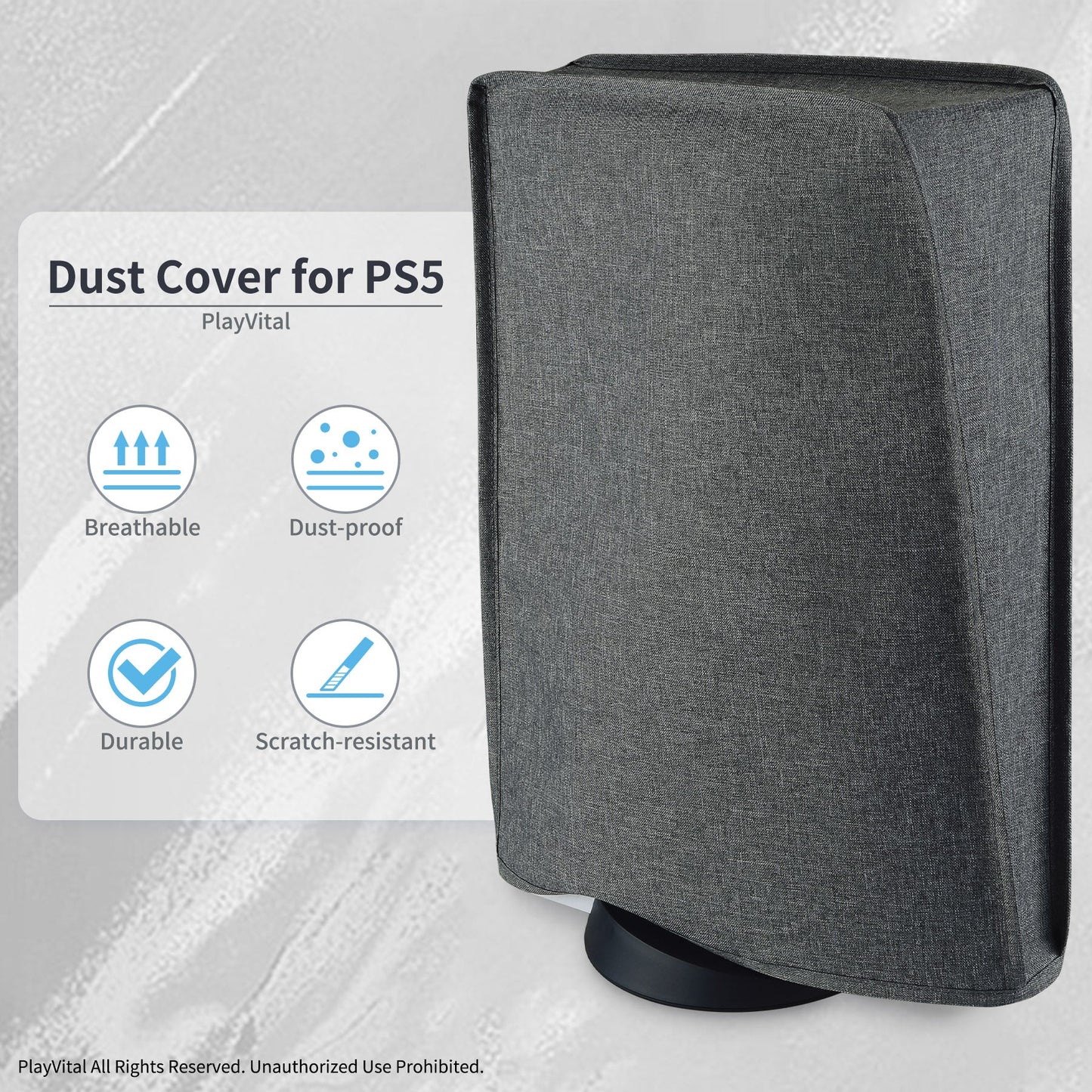 PlayVital Vertical Gray Anti Scratch Waterproof Dust Cover for ps5 Console Digital Edition & Disc Edition - PFPJ010 PlayVital