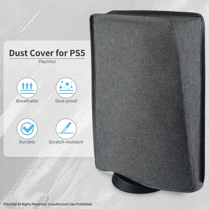 PlayVital Vertical Gray Anti Scratch Waterproof Dust Cover for ps5 Console Digital Edition & Disc Edition - PFPJ010 PlayVital